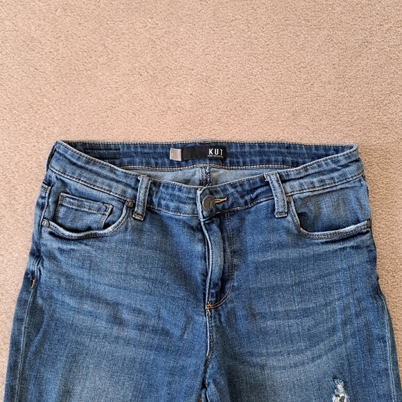 Kut From the Kloth Jeans Womens 8 Blue Distressed Reese Ankle Straight Leg - Picture 2 of 14